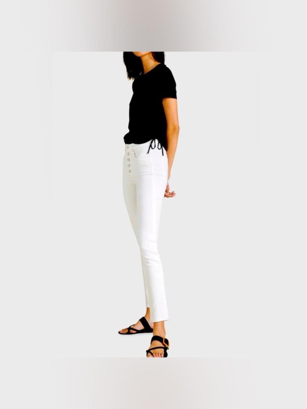 Veronica Beard Debbie Ankle Skinny High Rise White Jeans Sz 28 Button Fly